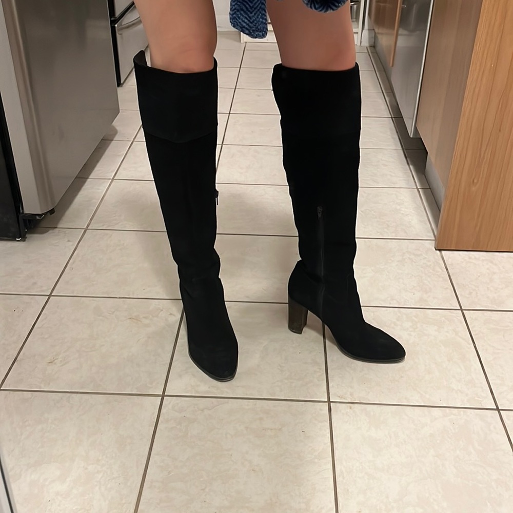 Over the knee real suede boots